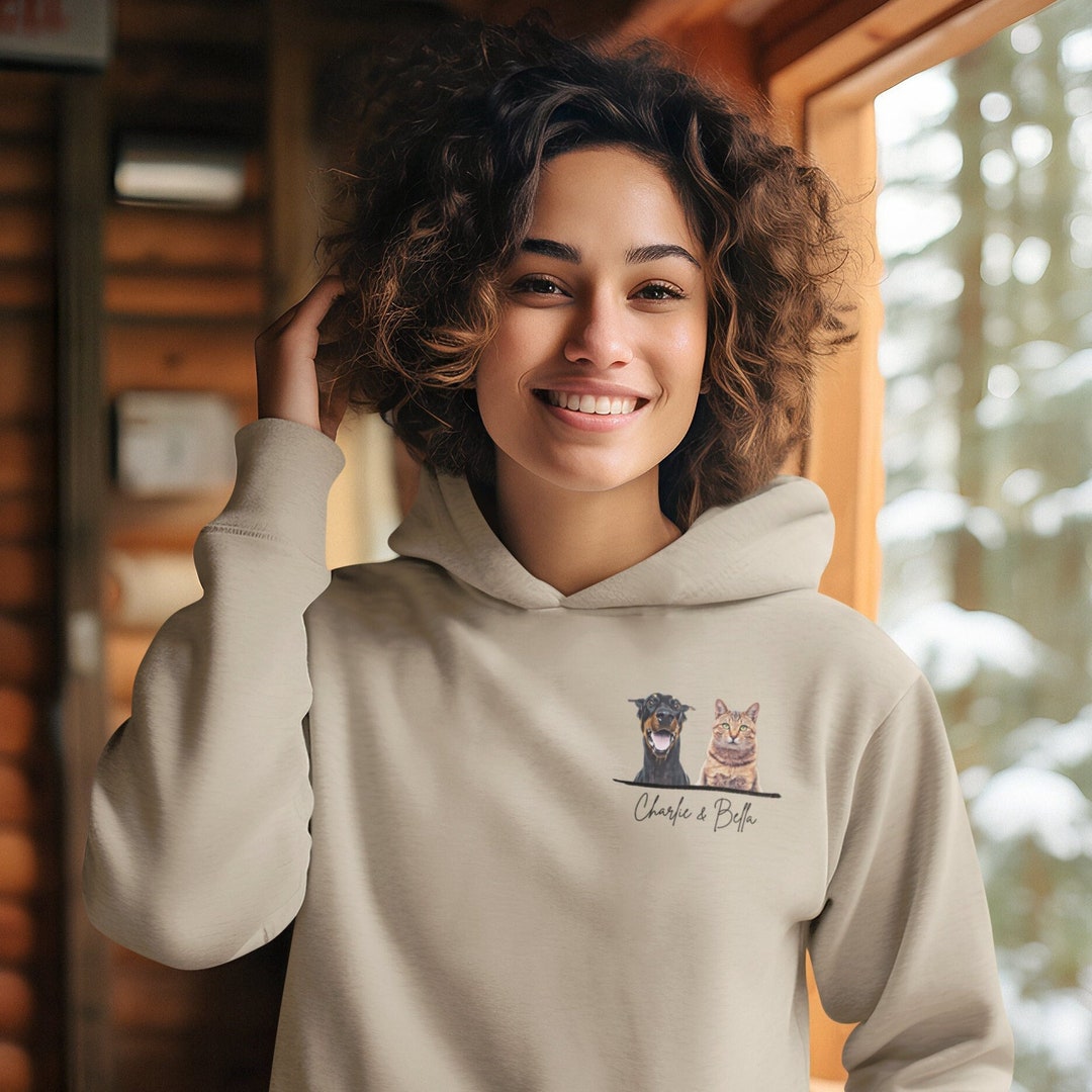 Pet Portrait Hoodie From Photo Dog Face Hoodie Personalized Cat Hoodie Pet Sweatshirt Dog Mom