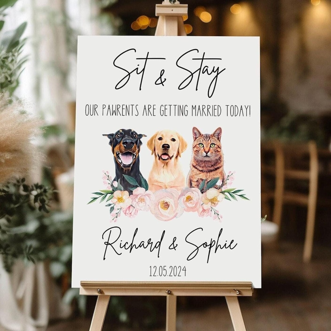 Personalized Dog Wedding Metal Sign - Up To 5 Dogs - Wedding Gift Idea - Store