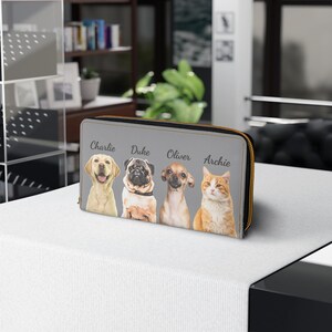 Custom Dog Portrait Zipper Wallet • Personalized Pet Wallet • Dog Owner Leather Wallet • Cat Portrait • Dog Mom Christmas Gift • Mothers Day image 9