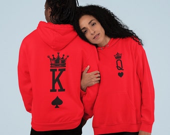 King Queen Couple Hoodies • King Queen Gift Idea • Couples Matching Outfit • Queen and King Hoodies Set • Gift for Boyfriend or Husband