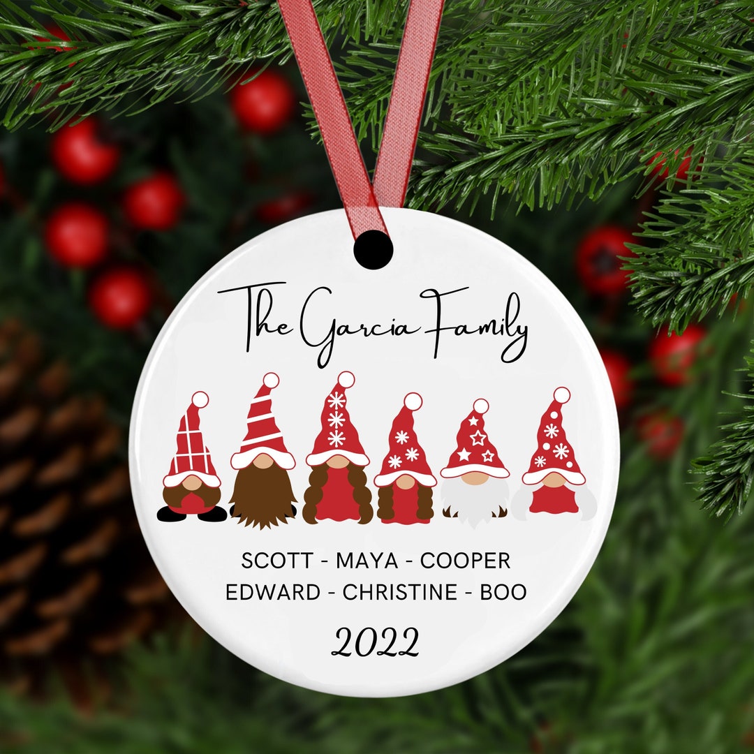 Personalized Gnomes Family Christmas Ornament Custom Gnome Ornament