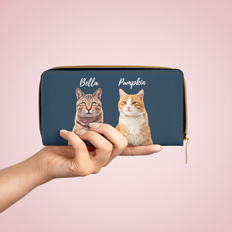 Custom Dog Portrait Zipper Wallet • Personalized Pet Wallet • Dog Owner Leather Wallet • Cat Portrait • Dog Mom Christmas Gift • Mothers Day image 6