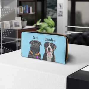 Custom Dog Portrait Zipper Wallet • Personalized Pet Wallet • Dog Owner Leather Wallet • Cat Portrait • Dog Mom Christmas Gift • Mothers Day image 8