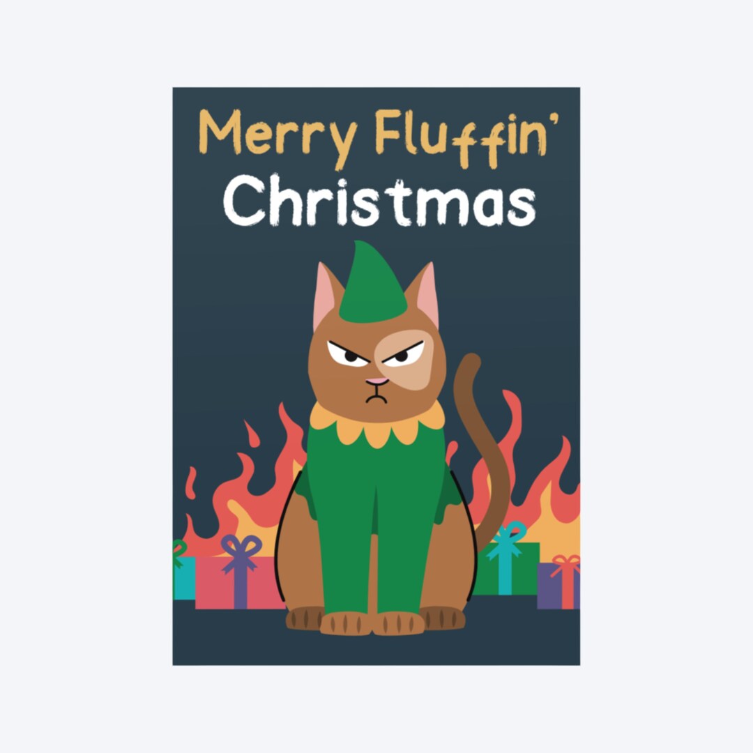 Cat Christmas Card Funny Cat Christmas Greeting Card Pack - Etsy