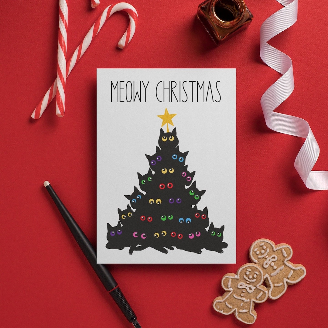 cat-christmas-card-cat-christmas-greeting-card-pack-cat-etsy