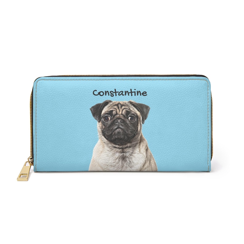 Custom Dog Portrait Zipper Wallet • Personalized Pet Wallet • Dog Owner Leather Wallet • Cat Portrait • Dog Mom Christmas Gift • Mothers Day image 3