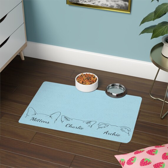 Personalized Cat Bowl Mat (12" x 18") • Custom Cat Breed Food Placemat • Cat Ears Feeding Mat • Water Bowl Mat • Food Bowl Rug • Cat Lovers