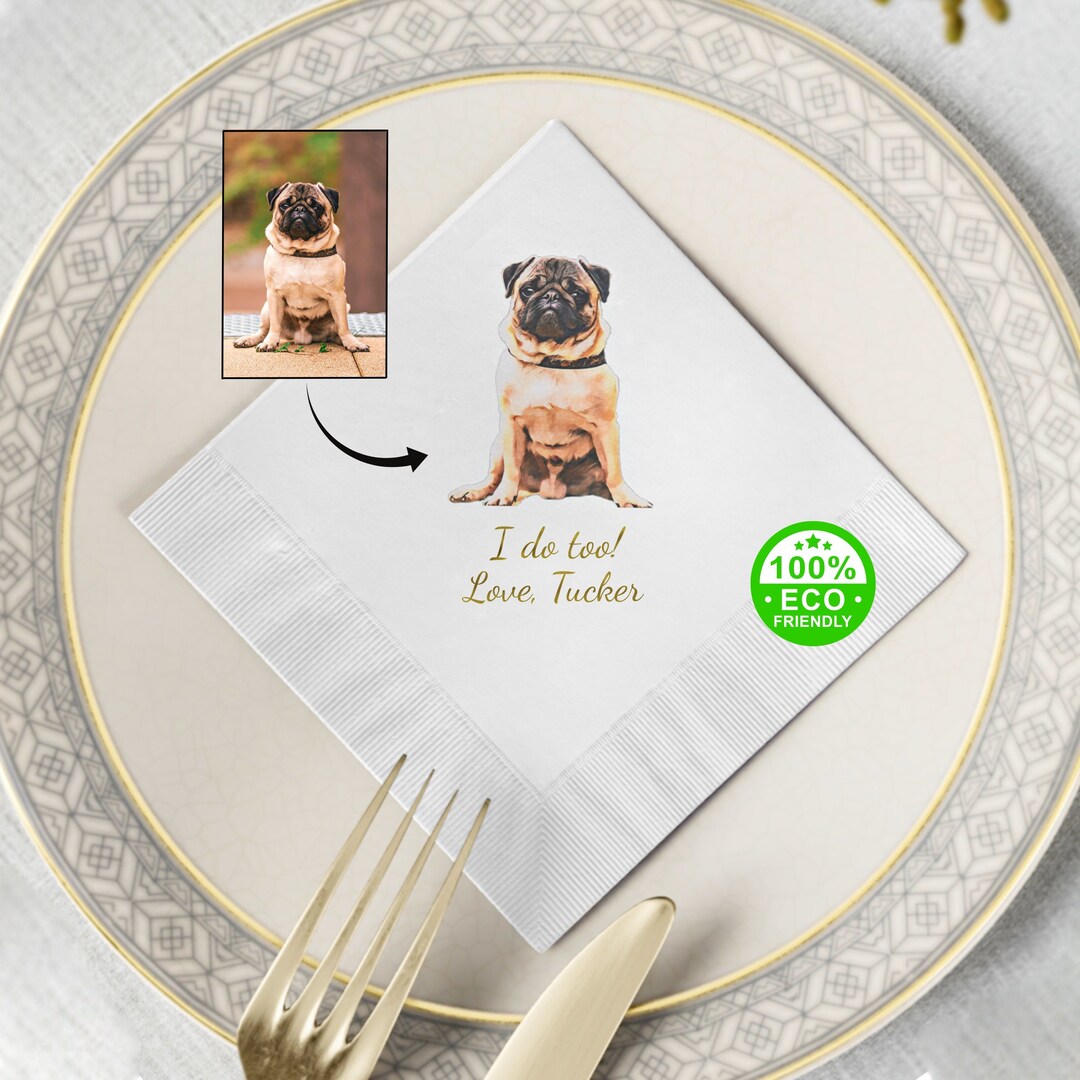 Custom Pet Cocktail Napkins Personalized Dog Wedding Napkins Etsy
