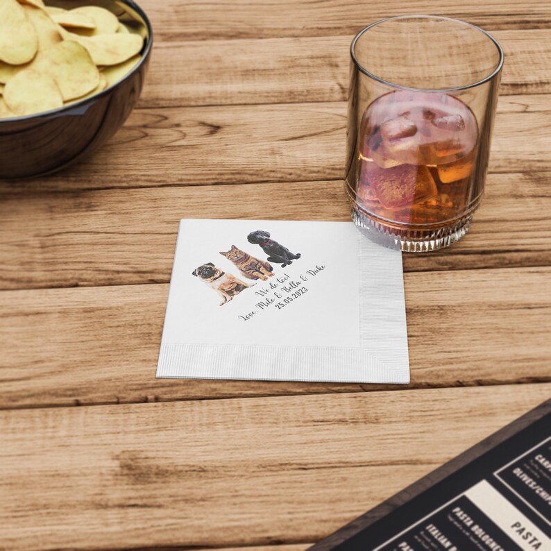 Custom Pet Cocktail Napkins Personalized Dog Wedding Napkins Etsy