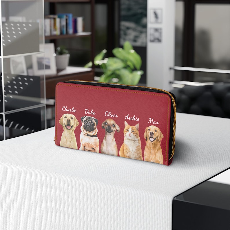 Custom Dog Portrait Zipper Wallet • Personalized Pet Wallet • Dog Owner Leather Wallet • Cat Portrait • Dog Mom Christmas Gift • Mothers Day image 10