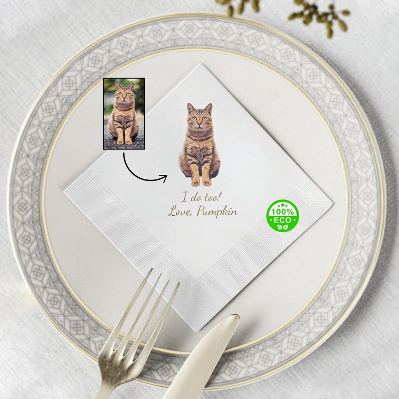 Custom Cat Cocktail Napkins Personalized Cat Wedding Napkins Etsy