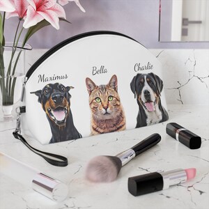 Custom Dog Mom Makeup Bag • Custom Dog Mom Accessory Pouch • Personalized Pet Cosmetic Pouch With Pet Photo • Dog Lover Gift • Dog Mom Gifts 3 Pets