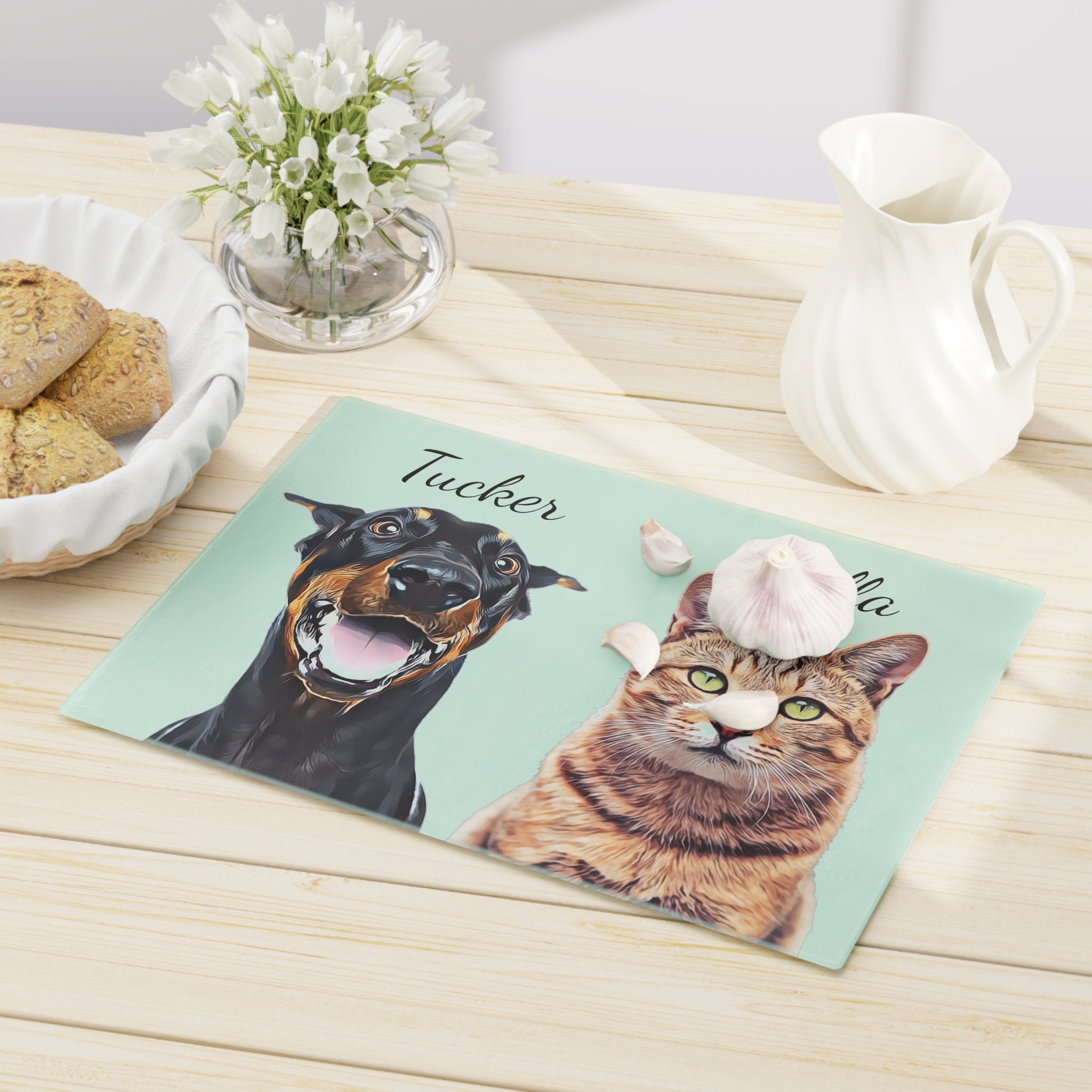 Custom Pet Cutting Board Dog Photo Tampered Glass Cutting Etsy