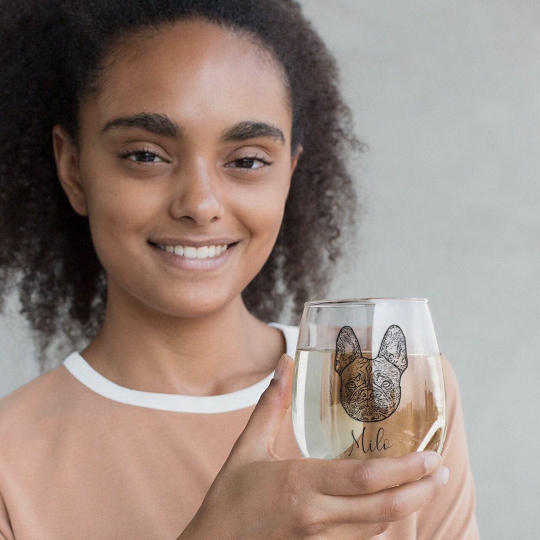 Custom Pet Wine Glass Personalized Dog Stemless Wine Glass Cat Wine