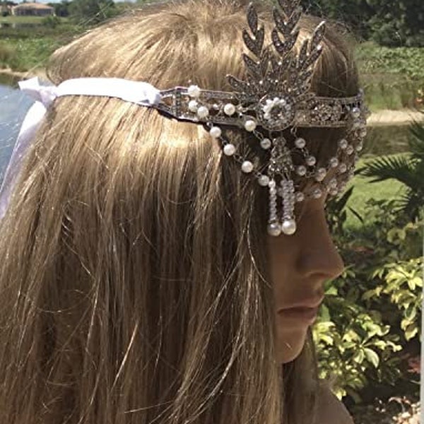 Rhinestone Gatsby Headband, Wedding Headband, Crystal Headband, Bridal Wedding Headpiece, Halo Bridal Headpiece, 1920s Art Flapper Headband