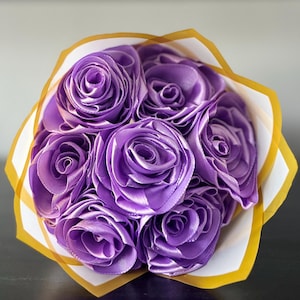 Satin Ribbon Rose Bouquet | Handmade Artificial Flowers | Gift for Her | Anniversary | Table Decoration | UK Seller