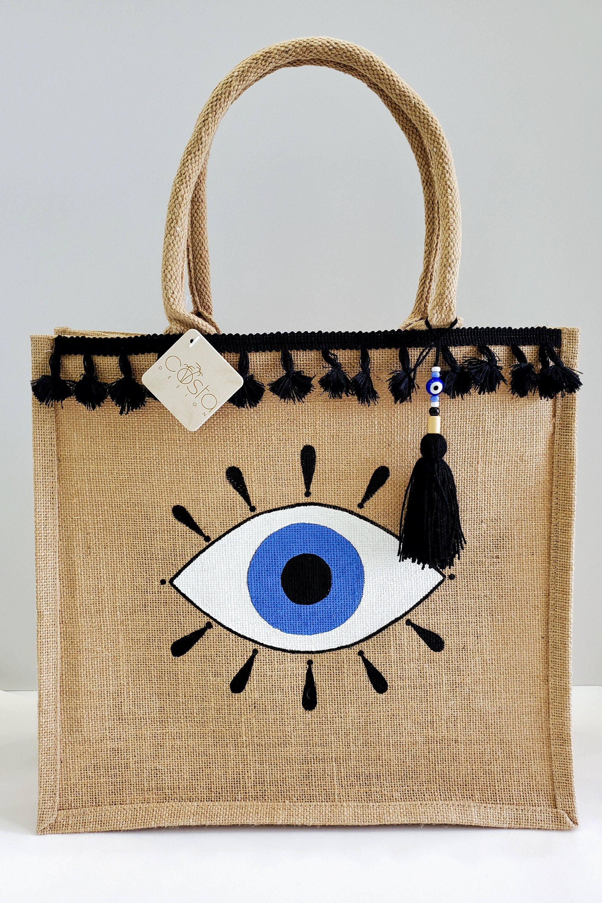 Evil Eye Hanging Beads in Blue and Gold Tote Bag for Sale by HotHibiscus