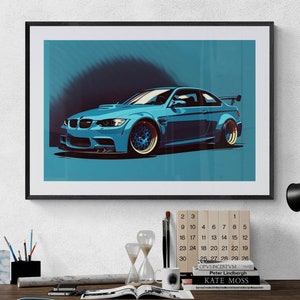 BMW M3 Racing Downloadable Wall Art Blue Father&#39;s Day Wall Art