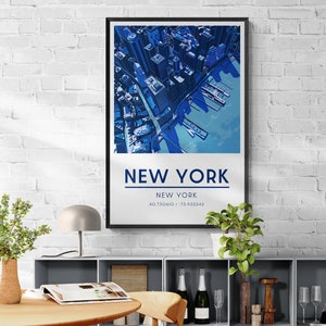 Regalo de inauguración de la casa / Póster decorativo con mapa / Decoración de pared neoyorquina / Arte mural con mapa de Manhattan / Edición limitada de 100 descargas