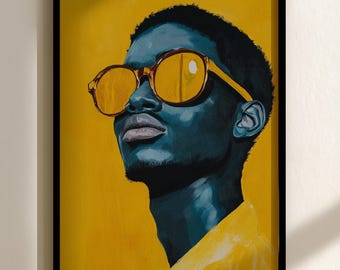 Black Man Portrait Art Print | Modern African American Wall Decor (Digital Download)