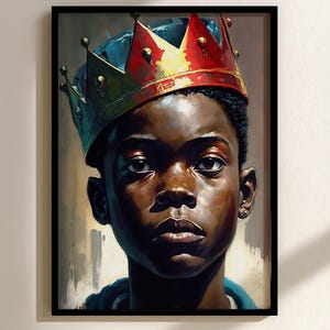 Black King Wall Art Print, African American Digital Download Poster, Melanin King Printable Art for Living Room Bedroom