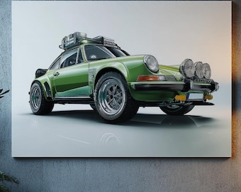 Porsche väggkonsttryck | Vintagebilaffisch | Digital nedladdning av bilar | Garagedekor