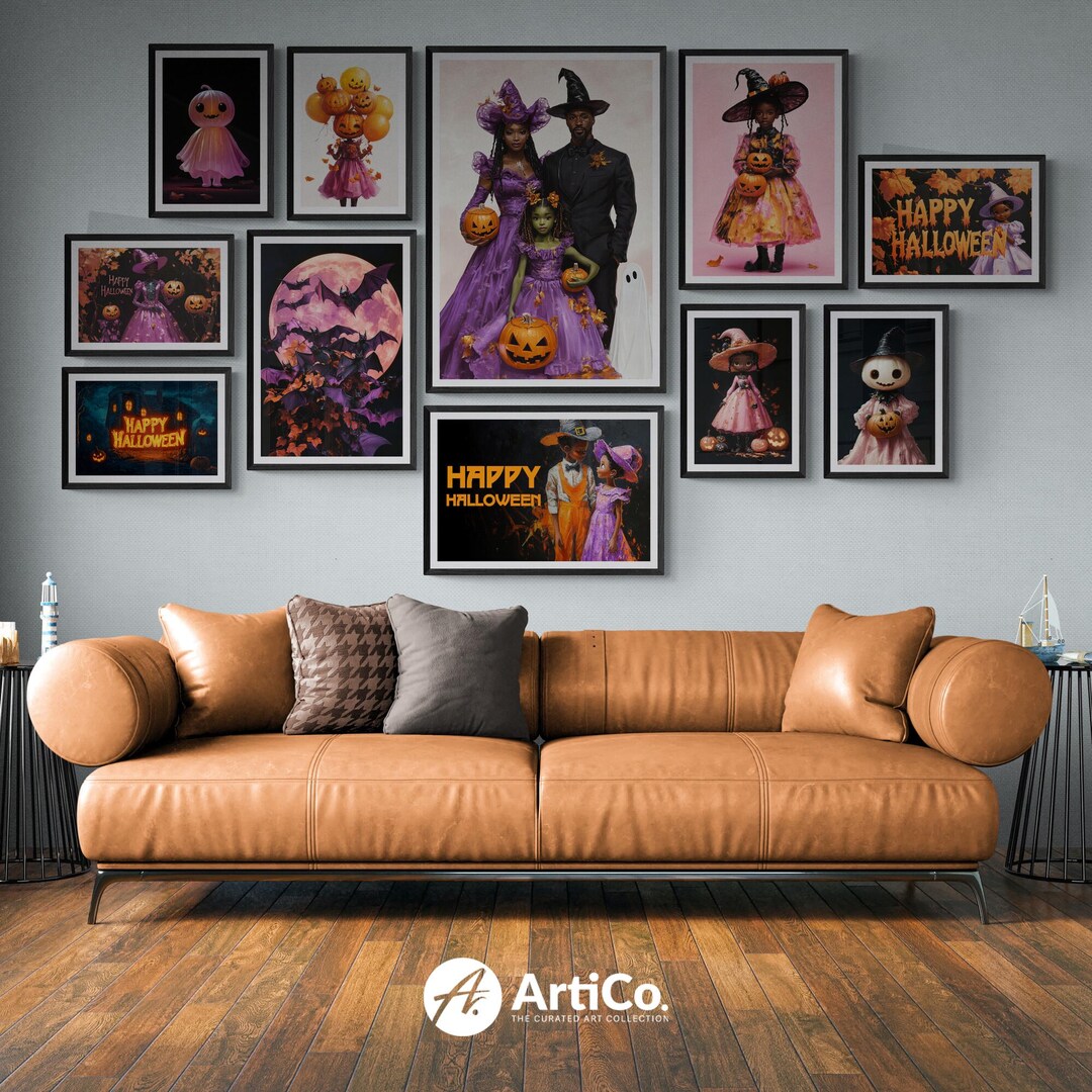 12 Halloween Printable Wall Art | Black Halloween Prints (digital ...