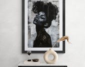 Black and White Portrait Print | Artful African Art (Digital Download)