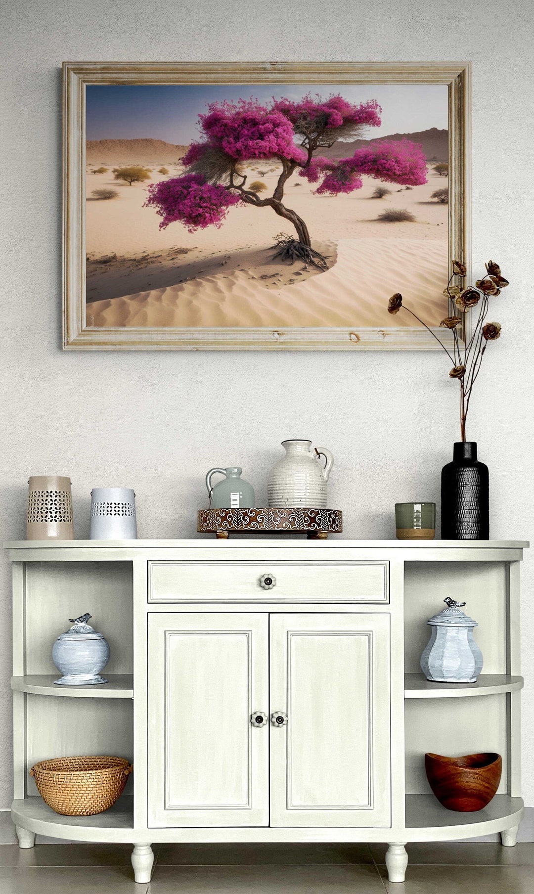 Vibrant Desert Tree Wall Art Painting | Desert Decoring Living Room ...