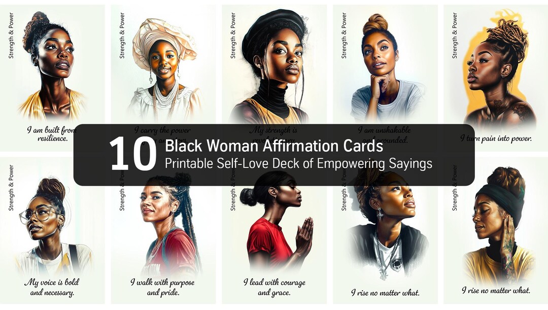 Black Woman Affirmation Cards – Printable Self-love Deck of 10 ...