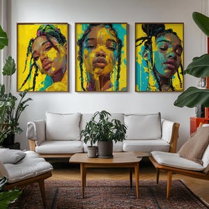3 Poster Set | Black Woman Art | Y2K Art | Trendy Black Girl Wall Art | Printable Poster | Livingroom Wall Decor | Digital Prints