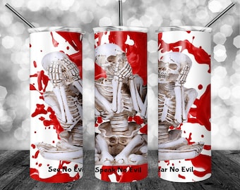 Skeletons - See No Evil - Hear No Evil - Speak No Evil - 20oz Tumbler