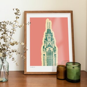 Impressões artísticas, marco famoso, Torre LaVeque, cidade de Columbus, Ohio, tamanhos para download, impressão, cartão postal, carta e pôster