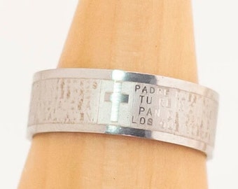 Vintage Aesthetic Scripture Silver Band Ring Size 10 1/2 - T13