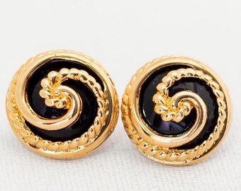 Vintage Interchangeable Spiral Hurricane Gold Tone Stud Earrings by Avon - T19