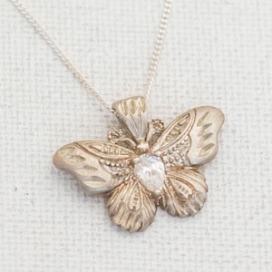 Sterling Silver Art Nouveau Diamond Butterfly 19 Inch - T15