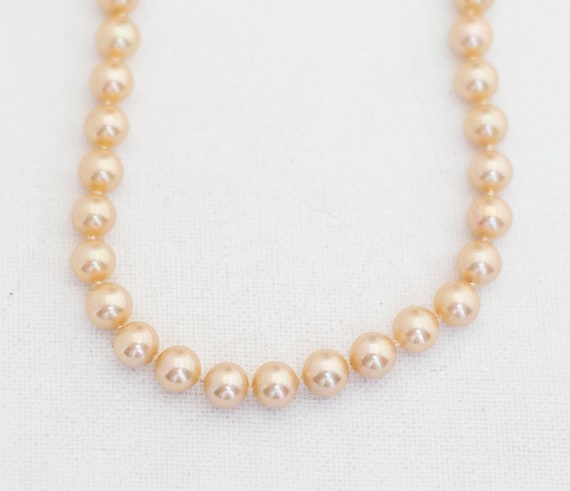 Vintage Majestic Simple Gold Tone Beaded Necklace… - image 1