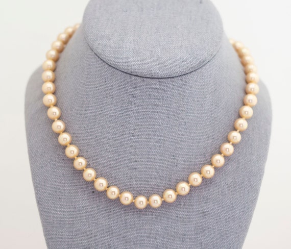 Vintage Majestic Simple Gold Tone Beaded Necklace… - image 2