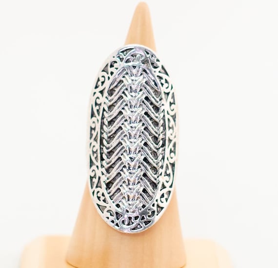 Vintage Medieval Oval Statement Ring Size 10 - T1 - image 1