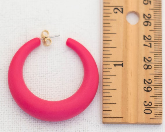 Vintage Chunky Funky Pink Hoop Earrings by Avon -… - image 2