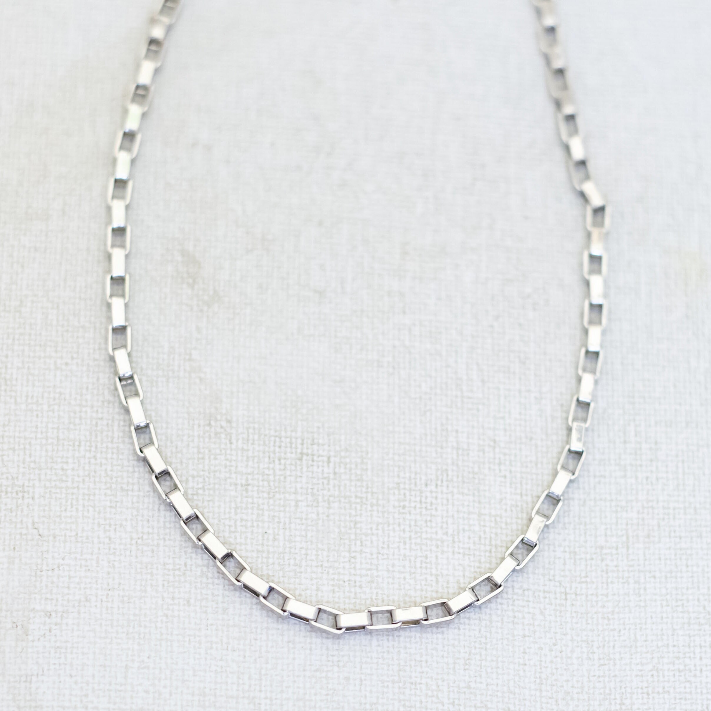 Box And Chain Pattern Chain 16 Inch, Vintage Box Chain Geometric Links Unique Choker Necklace - T23 ...
