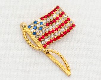 Spilla Bandiera Americana Donna - Accessorio Moda Patriottico In Lega, 4,3 Cm, Regalo Con Confezione