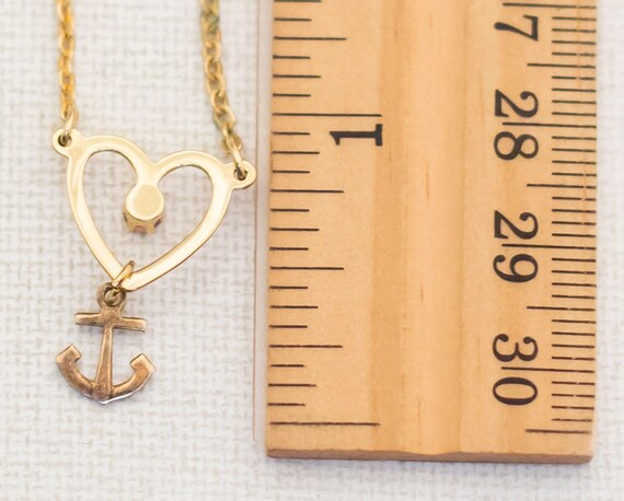 Vintage Nautical Anchor Heart Choker Necklace 15 … - image 3