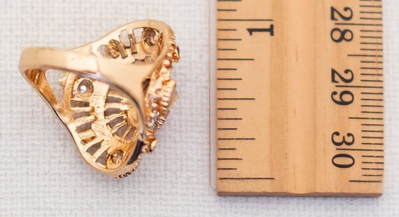 Celtic Art Deco Ruby Red Rhinestone Ring Size 8 1… - image 3