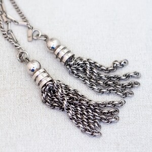 Collier Vintage Argent Patiné Avec Pendentif Cabochon Et Pampilles Perles - Modèle 581, Occasion, Style Bohème