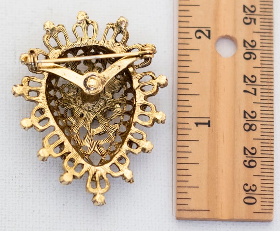 Vintage Royal Shield Rhinestone Brooch - T9 - image 2