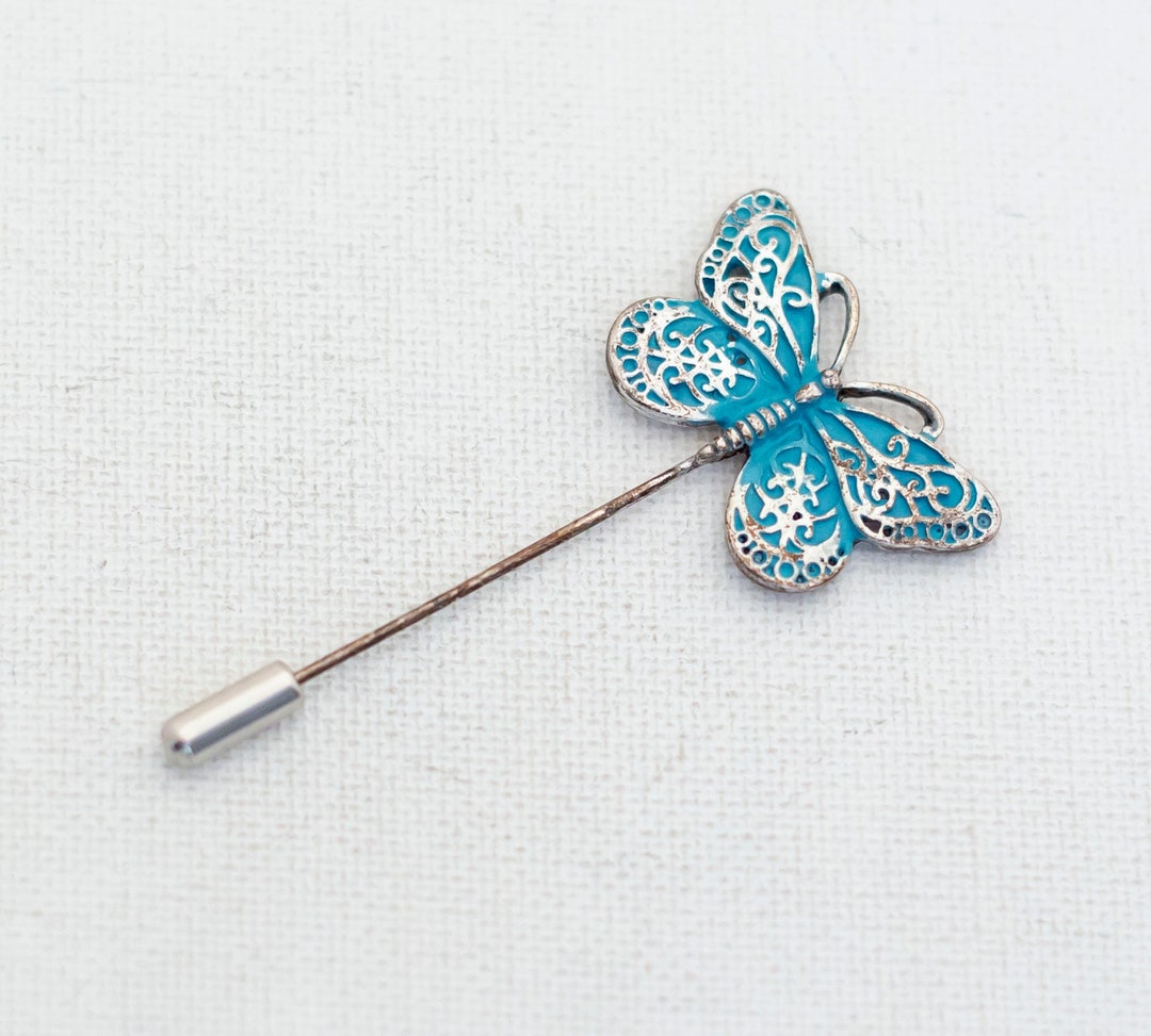 Vintage Fairy Blue Butterfly Stick Pin T13 Etsy