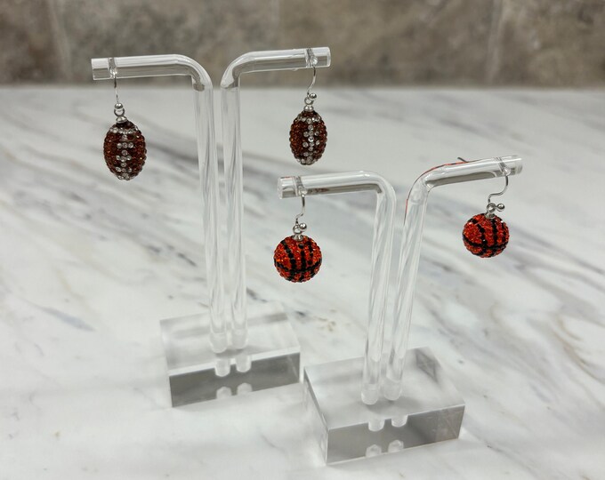 Bedazzled Basketball & Football Earrings