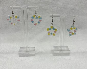 Multicolored Stars and Heart Earrings