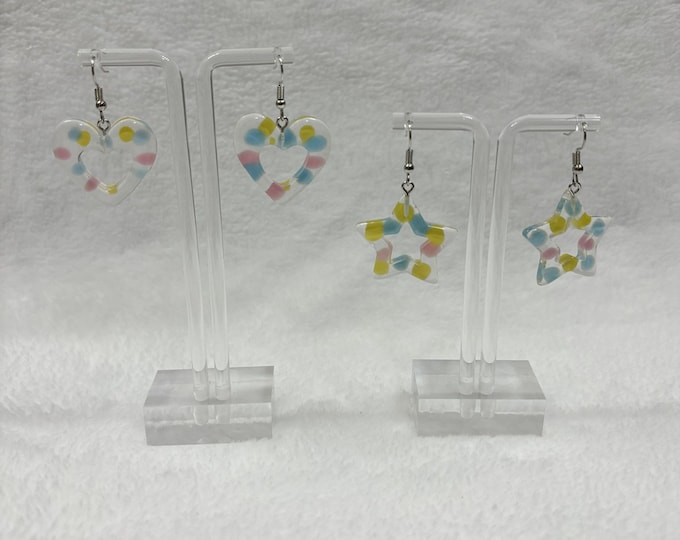 Multicolored Stars and Heart Earrings